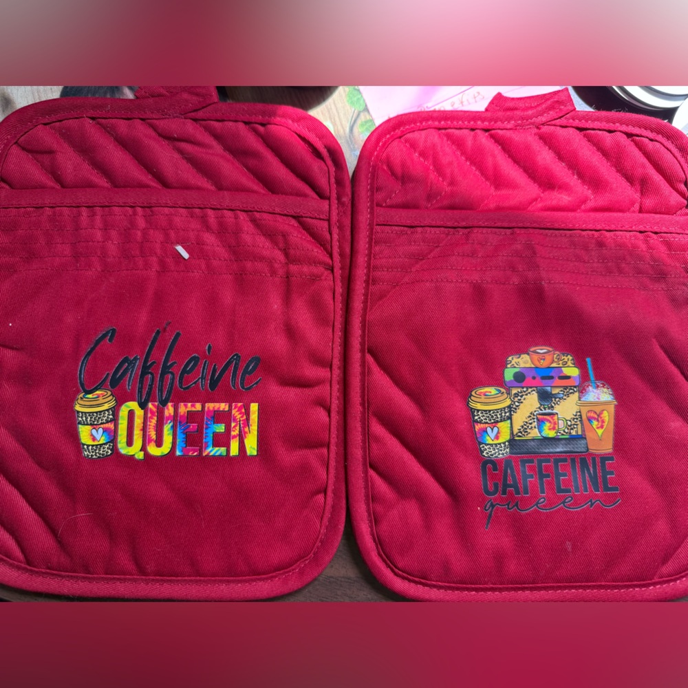 Red Caffeine Queen Pot Holders
